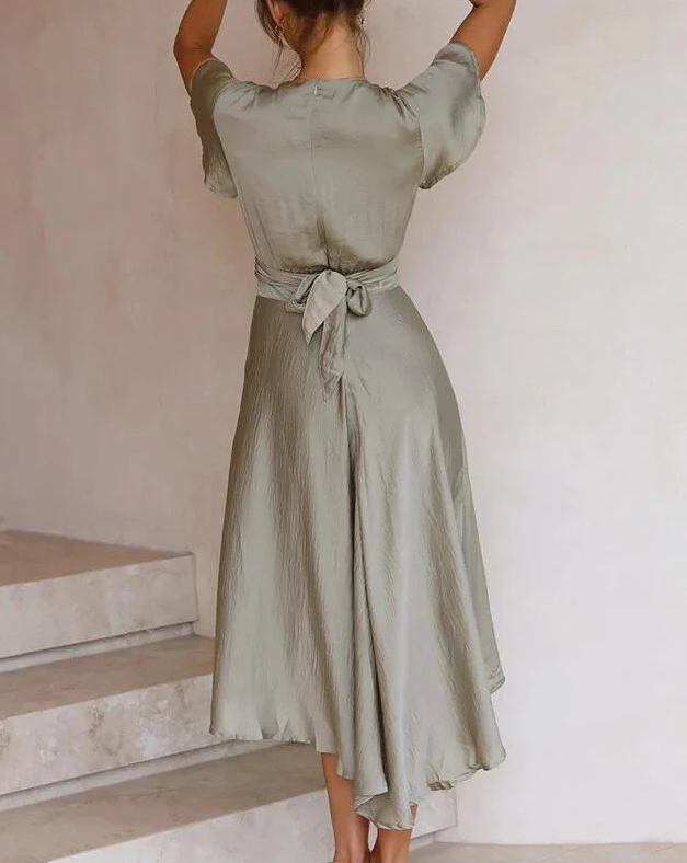 Drune | Elegantes V-ausschnitt Kleid Mit Schmetterlingsärmeln