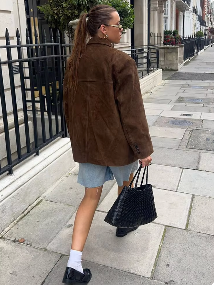Drune | Braune Wildlederjacke Zeitlos und Elegant Perfekt für Übergangszeiten