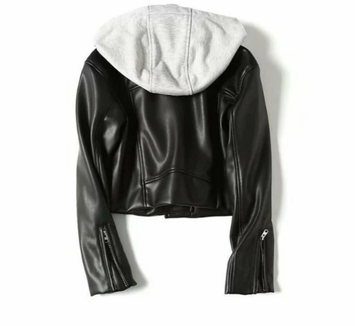 Drune | Elegante Lederjacke mit Kapuze für Damen - Chic/leger Jacke Ideal für jede Saison