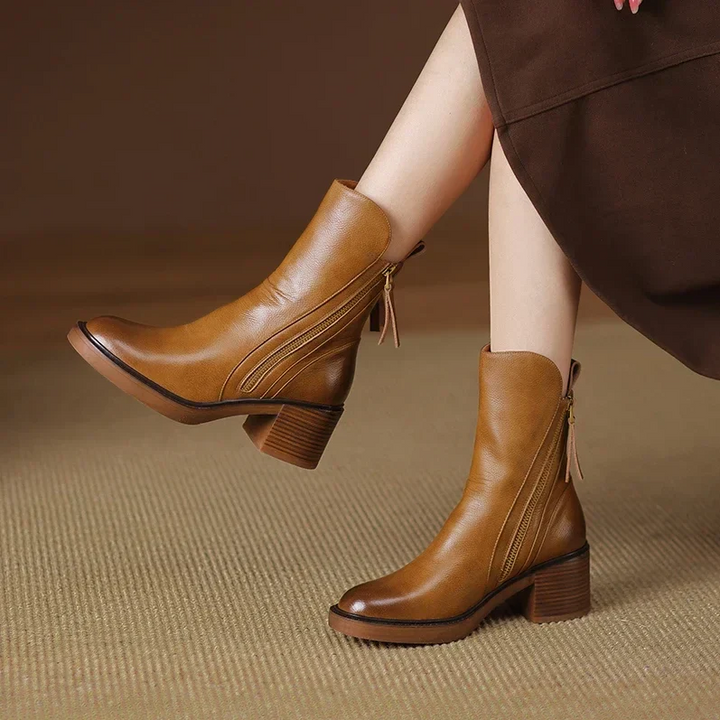Drune | damenstiefelette aus echtem leder mit blockabsatz