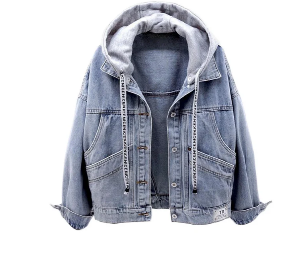 Drune - Lässige Damen Jeansjacke Mit Kapuze