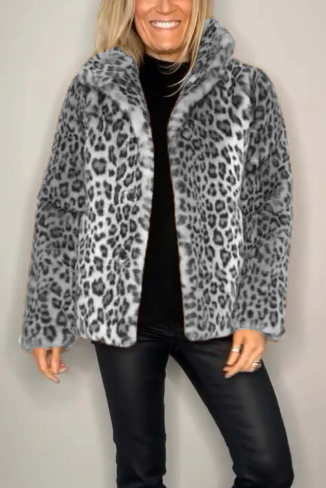 Drune | Klassieke Dames Winterjas Met Luipaardprint