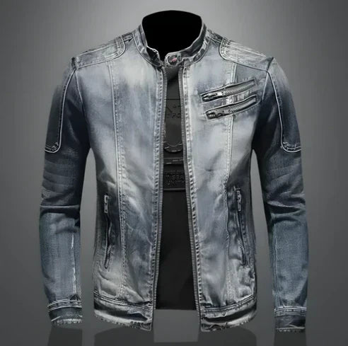 Drune | Herren Reißverschluss Denim Jacke