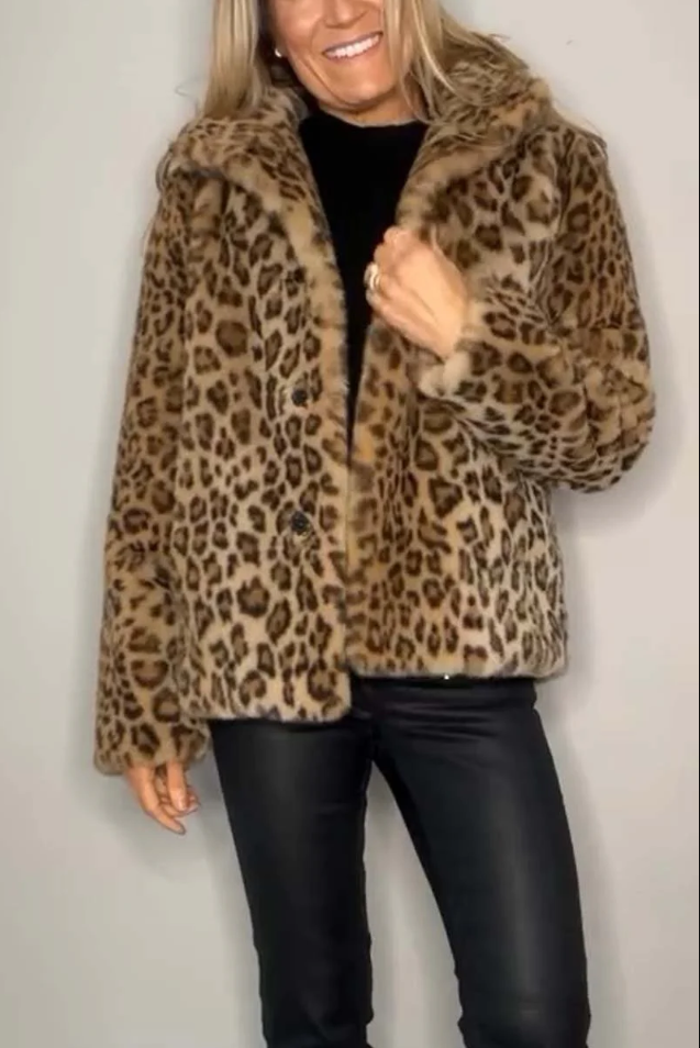 Drune | Klassieke Dames Winterjas Met Luipaardprint