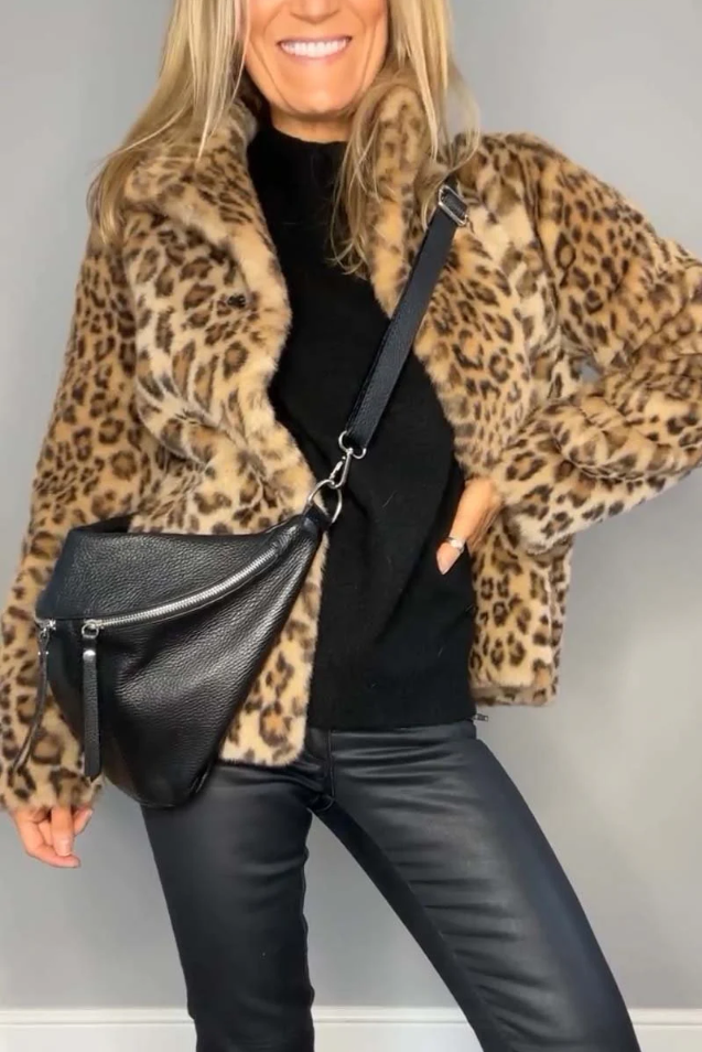 Drune | Klassieke Dames Winterjas Met Luipaardprint