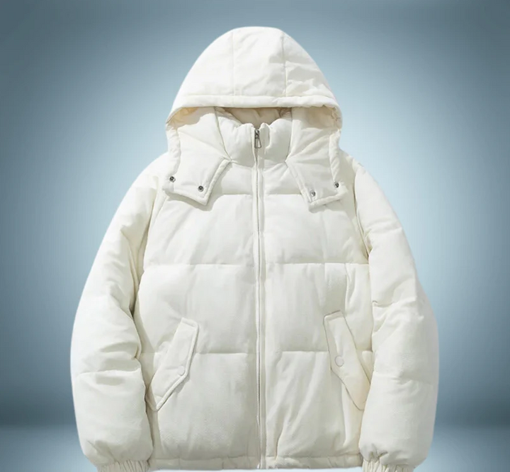 Drune | Braune Daunenjacke mit Kapuze
