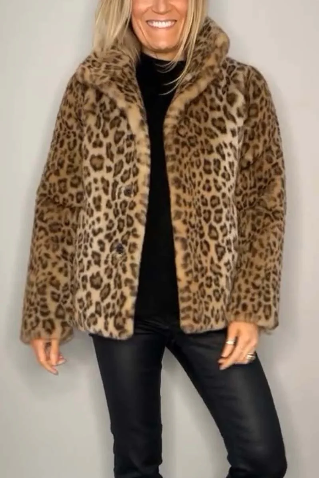 Drune | Klassieke Dames Winterjas Met Luipaardprint