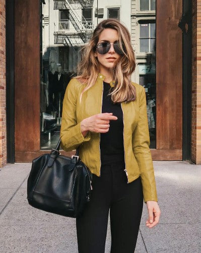 Drune | Moderne Damen Bikerjacke Aus Kunstleder