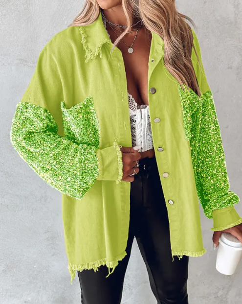 Drune | Kontrastierende Paillettenjacke für Den Frühling