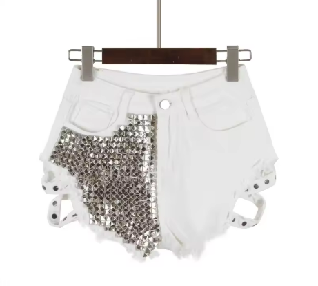 Drune | Rivet Denim Shorts Aushöhlen