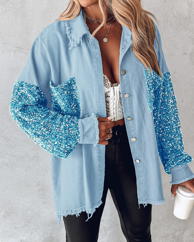 Drune | Kontrastierende Paillettenjacke für Den Frühling