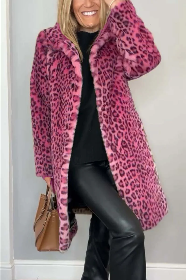 Drune | Klassieke Dames Winterjas Met Luipaardprint