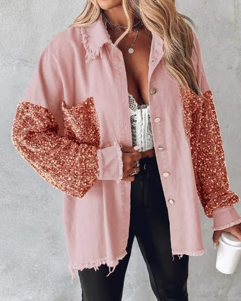 Drune | Kontrastierende Paillettenjacke für Den Frühling