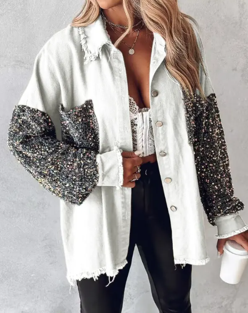 Drune | Kontrastierende Paillettenjacke für Den Frühling
