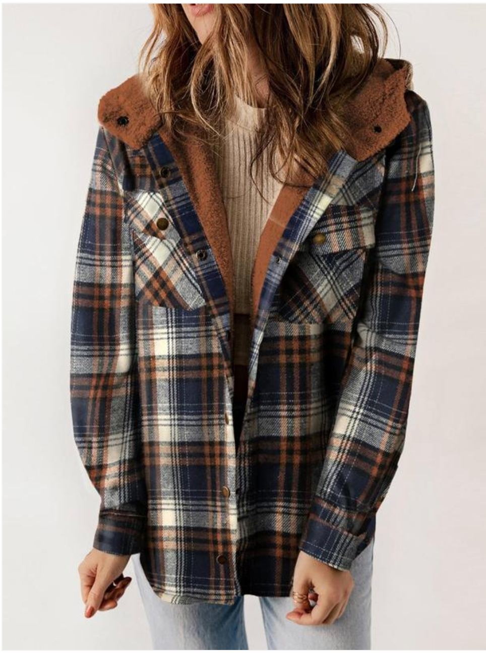 Drune- Karierte Jacke mit Kapuze