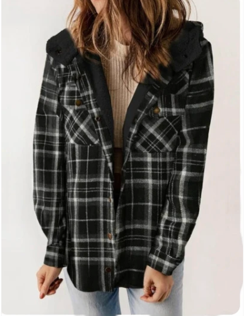 Drune- Karierte Jacke mit Kapuze