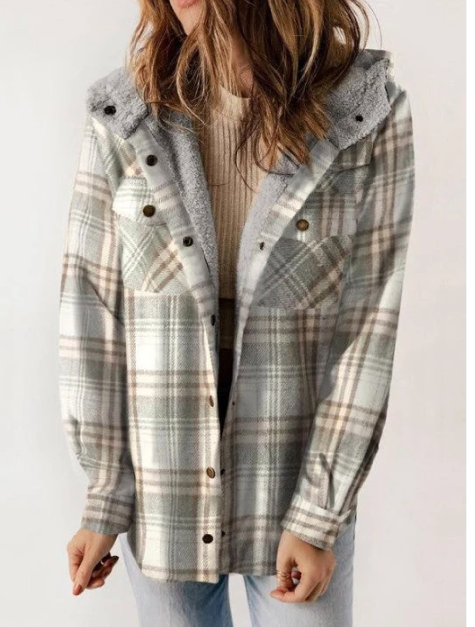 Drune- Karierte Jacke mit Kapuze