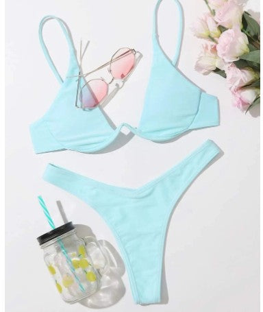 Drune – Bügel-Bikini-Set: Push-up-BH und Tanga-Bademode für Damen
