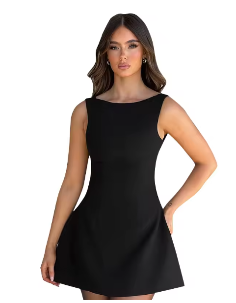 Damen Skaterkleid mit elegantem Schnitt und hohem Taillenbund Drune
