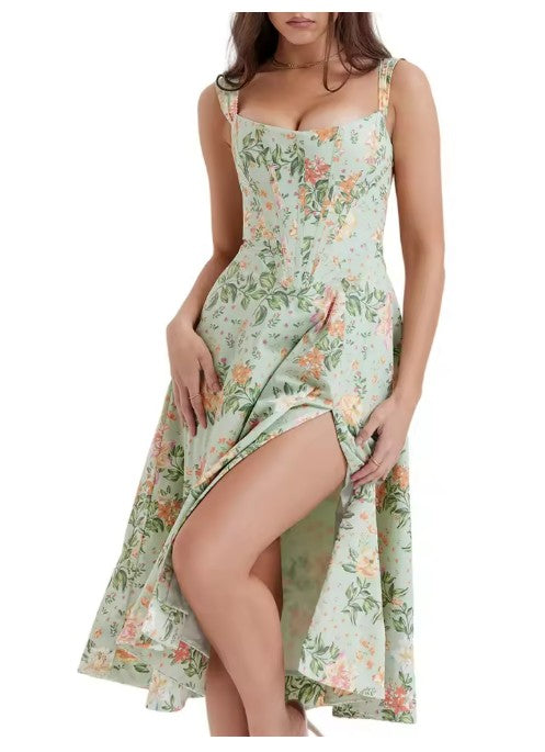 Drune | Gedrucktes Blumenkleid Korsettmodell