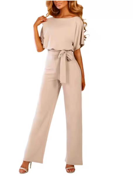 Drune - Jumpsuit mit Gürtel und kurzen Ärmeln