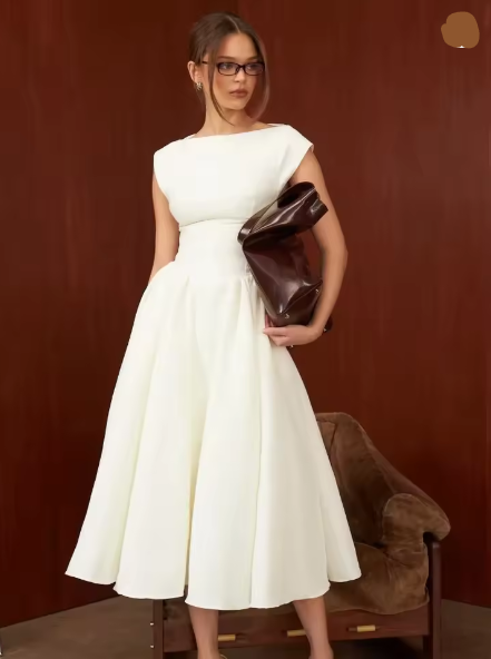 Damen A-linien Kleid mit elegantem Bustier-Oberteil und schwingendem Rock Drune
