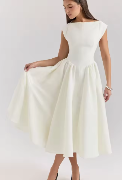 Damen A-linien Kleid mit elegantem Bustier-Oberteil und schwingendem Rock Drune