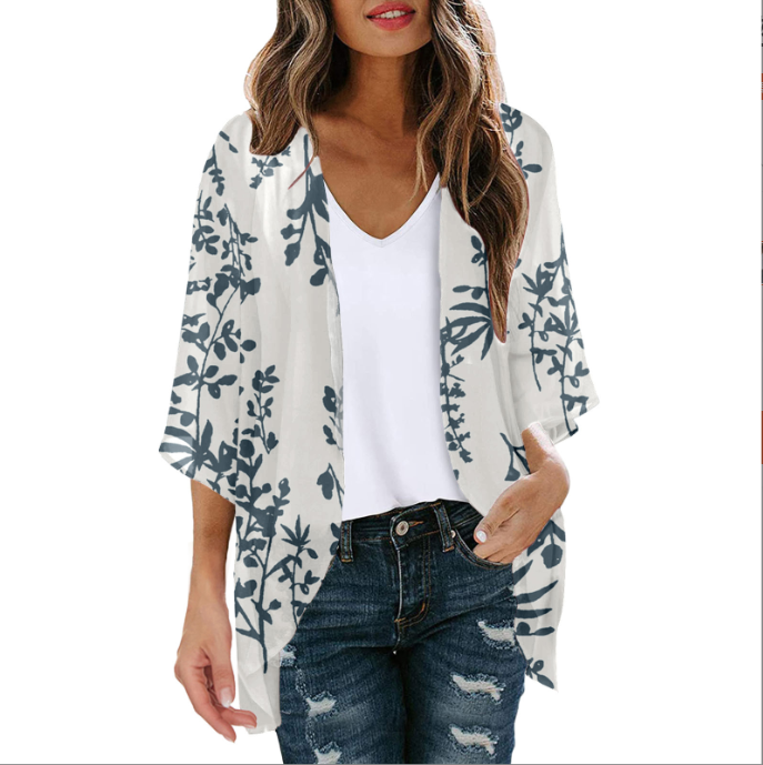 Drune | Bluse Fake Zweiteiler Blumenmuster