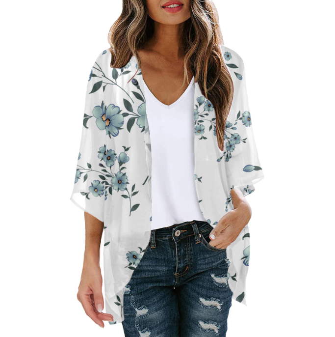 Drune | Bluse Fake Zweiteiler Blumenmuster