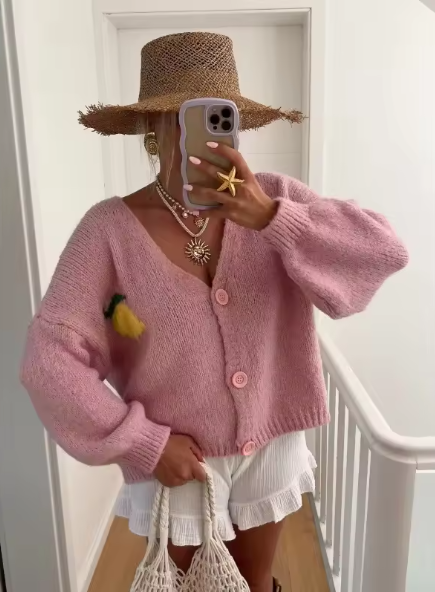 Drune | Strickpullover mit Zitronenprint für Damen