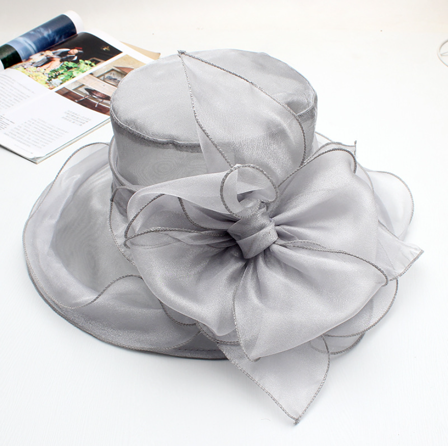 Damen Eleganter Tüllhut mit großem gefaltetem Blumenmotiv Drune