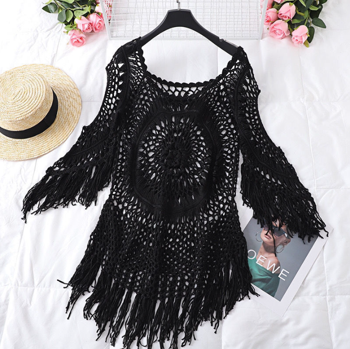 Drune | Cover Up Boho-Stil Langarm Bikini-Cover Up Strand-Outfits