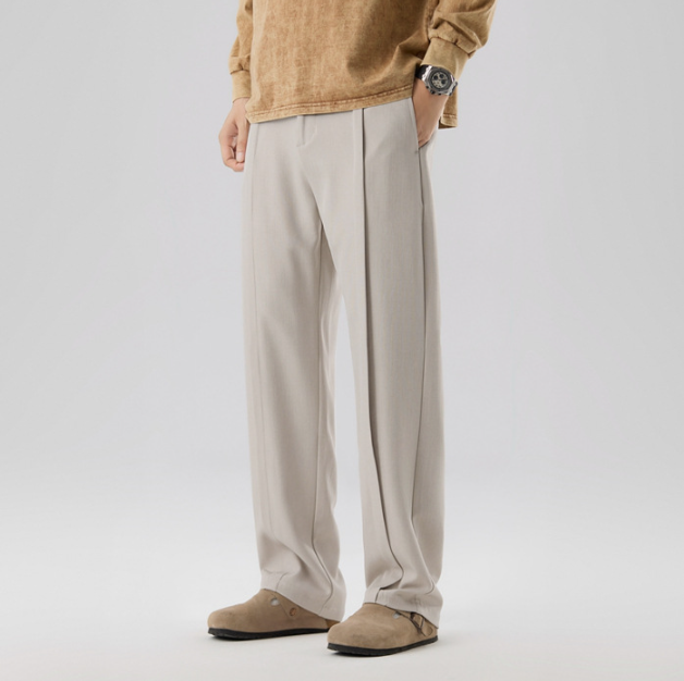 Herren elegante und bequeme Chinohose mit Falten Drune