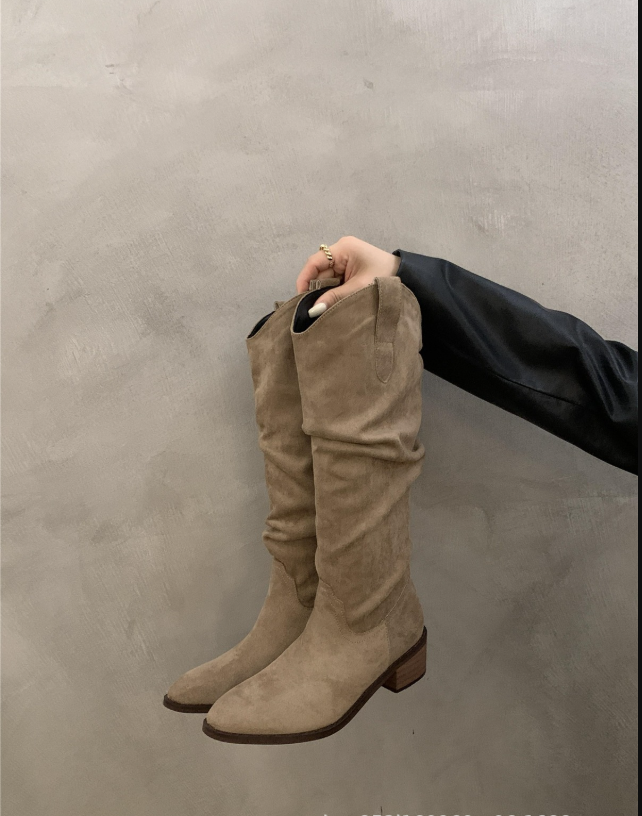 Drune - Vintage-Stiefel aus Wildleder mit Rüschen