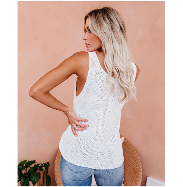 Drune | Elegantes Armelloses Stricktop mit V-ausschnitt