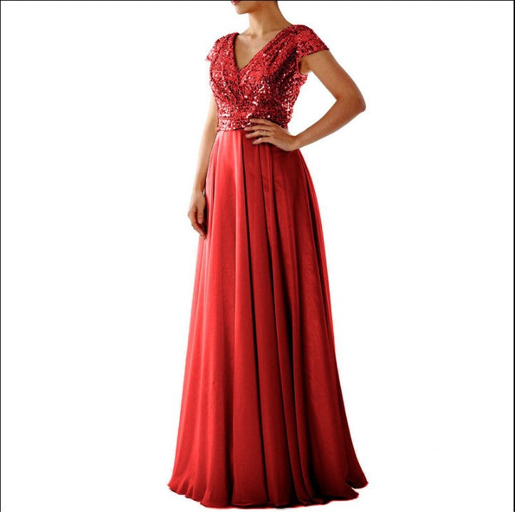 Damen Elegantes Abendkleid mit schimmerndem Oberteil und fließendem Rock Drune