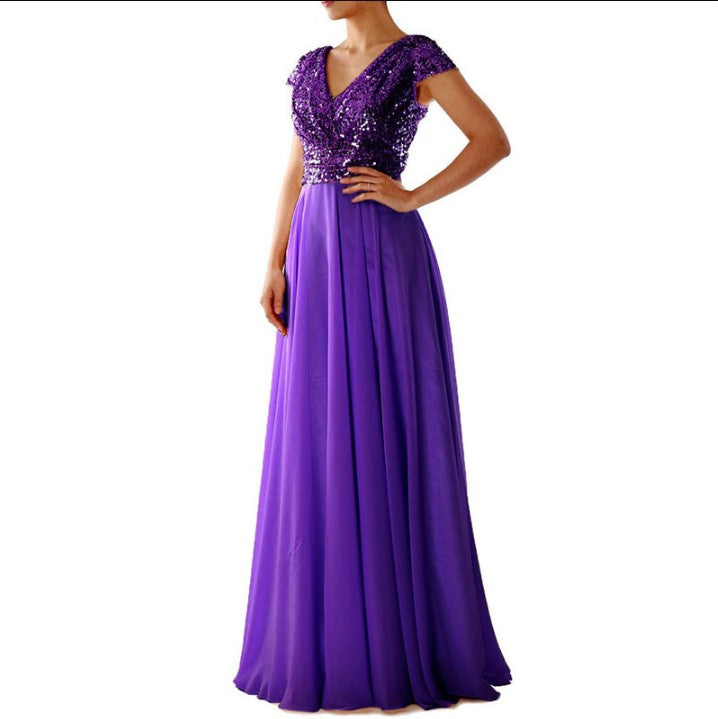 Damen Elegantes Abendkleid mit schimmerndem Oberteil und fließendem Rock Drune