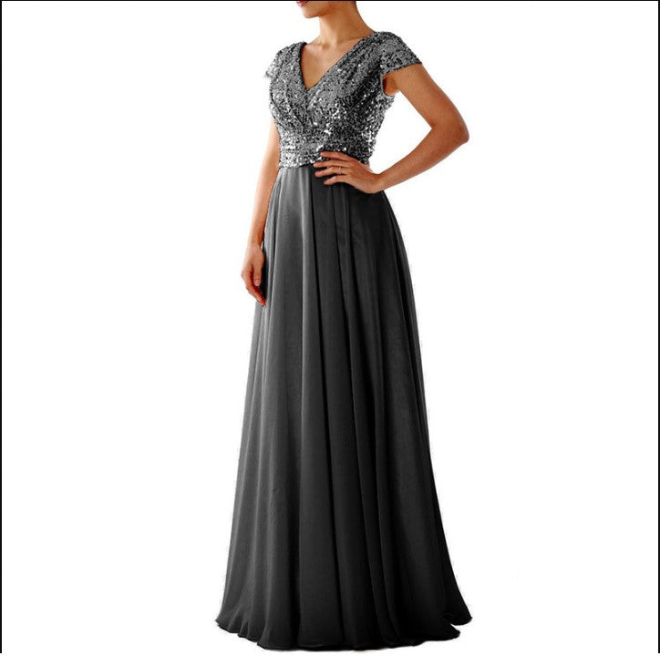 Damen Elegantes Abendkleid mit schimmerndem Oberteil und fließendem Rock Drune