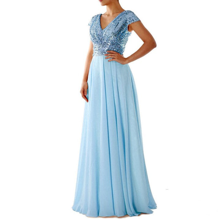 Damen Elegantes Abendkleid mit schimmerndem Oberteil und fließendem Rock Drune
