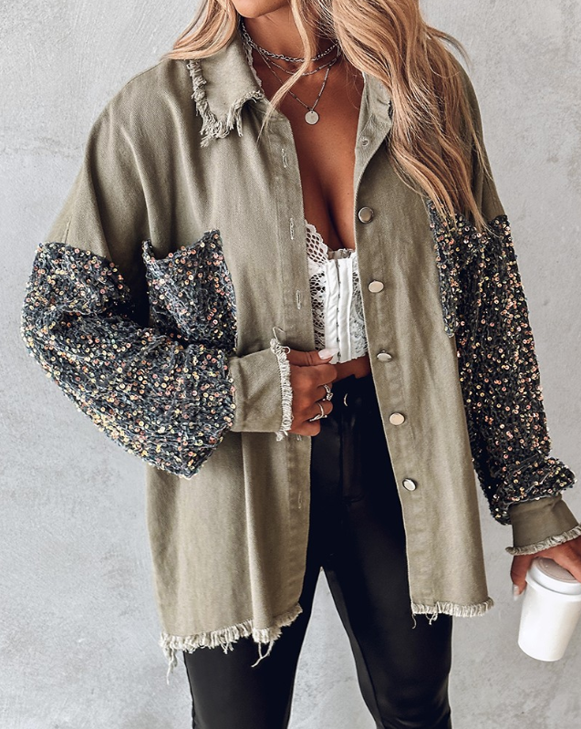 Drune | Kontrastierende Paillettenjacke für Den Frühling
