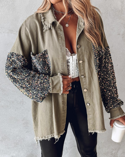 Drune | Kontrastierende Paillettenjacke für Den Frühling