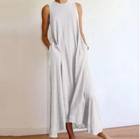 Drune | Ärmelloses Maxikleid mit Einfachem Rundhalsausschnitt