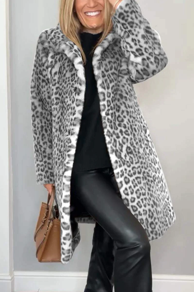 Drune | Klassieke Dames Winterjas Met Luipaardprint