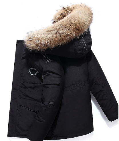 Drune | Herren Wintermantel mit Fellkapuze