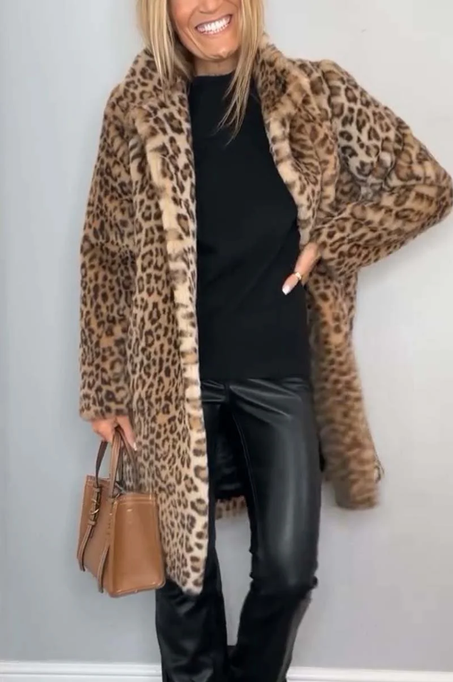 Drune | Klassieke Dames Winterjas Met Luipaardprint