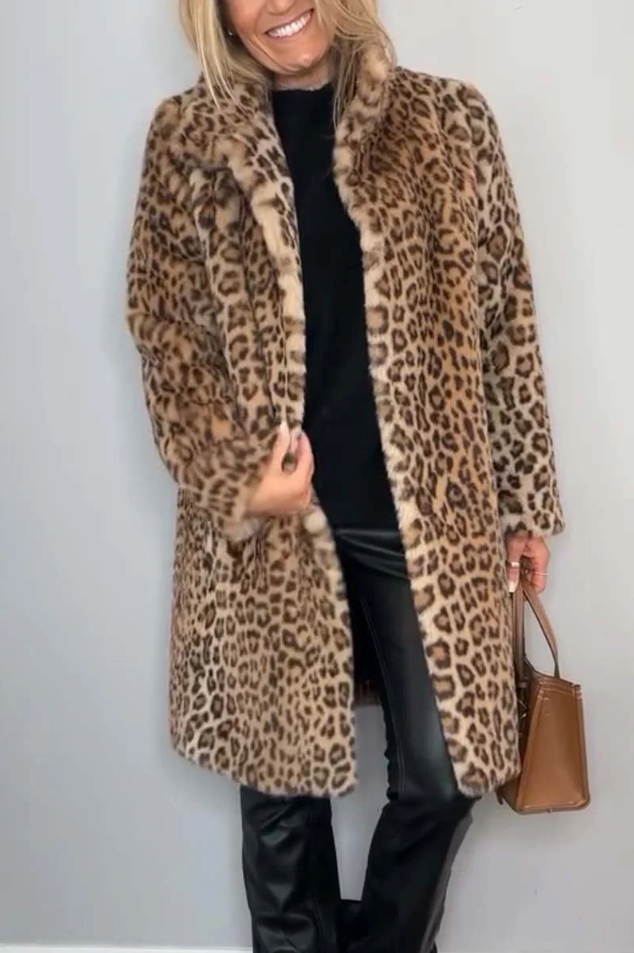 Drune | Klassieke Dames Winterjas Met Luipaardprint