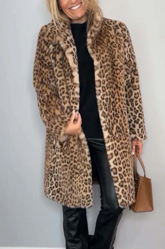 Drune | Klassieke Dames Winterjas Met Luipaardprint