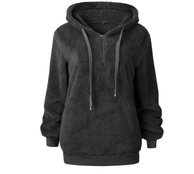 Drune | damen-fleece-sweatshirt mit reibverschluss am ausschnitt