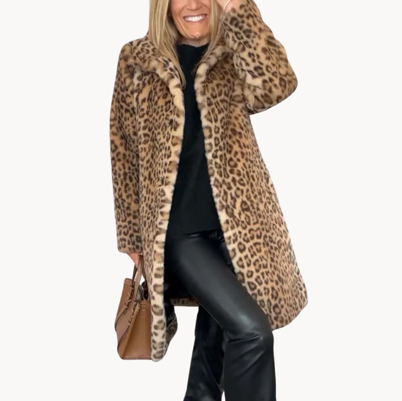Drune | Klassieke Dames Winterjas Met Luipaardprint