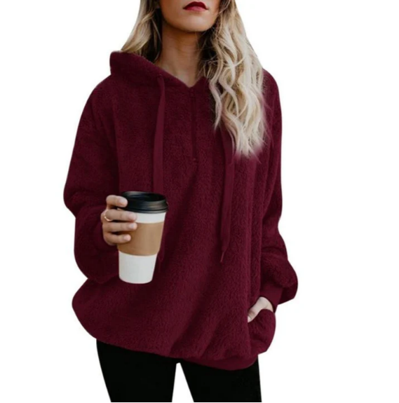 Drune | damen-fleece-sweatshirt mit reibverschluss am ausschnitt